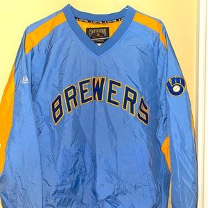 Milwaukee Brewers Cooperstown Majestic Windbreaker Pullover